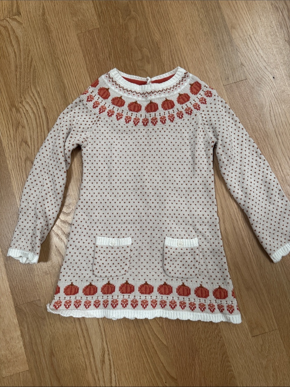 Max Studio Cream and Pumpkin Patterned Knit Dress